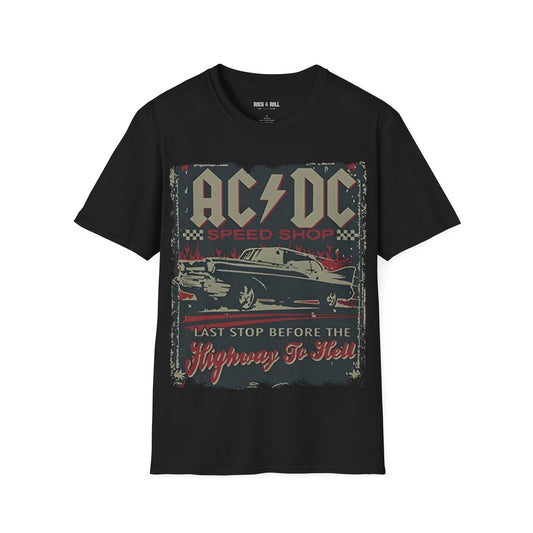 AC/DC Last Stop Before the Highway to Hell Rock Band Unisex Softstyle T-Shirt