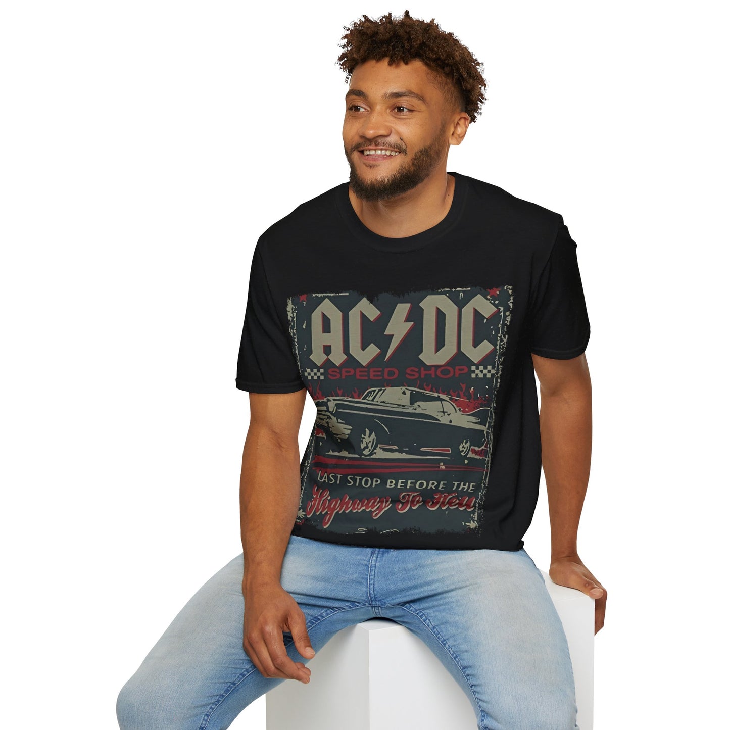 AC/DC Last Stop Before the Highway to Hell Rock Band Unisex Softstyle T-Shirt