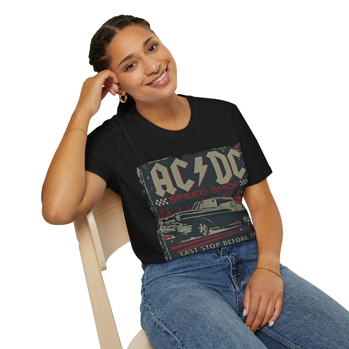 AC/DC Last Stop Before the Highway to Hell Rock Band Unisex Softstyle T-Shirt